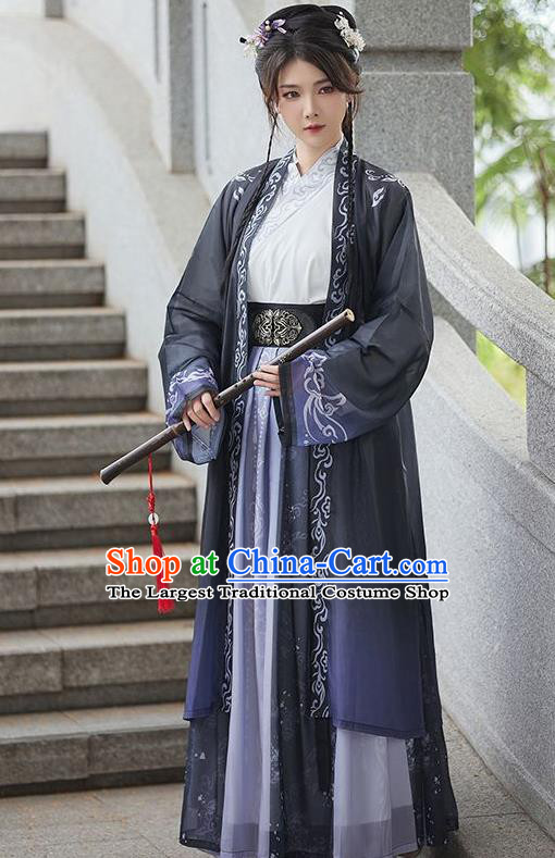 China Ancient Swordsman Costumes Song Dynasty Young Hero Hanfu Large Size Waist Length Design Clothing