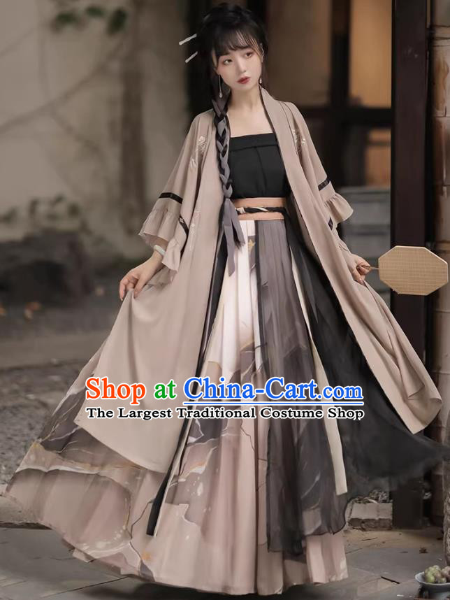 China Song Dynasty Young Lady Clothing Ancient Woman Costumes Hanfu Grey Qiyao Ruqun