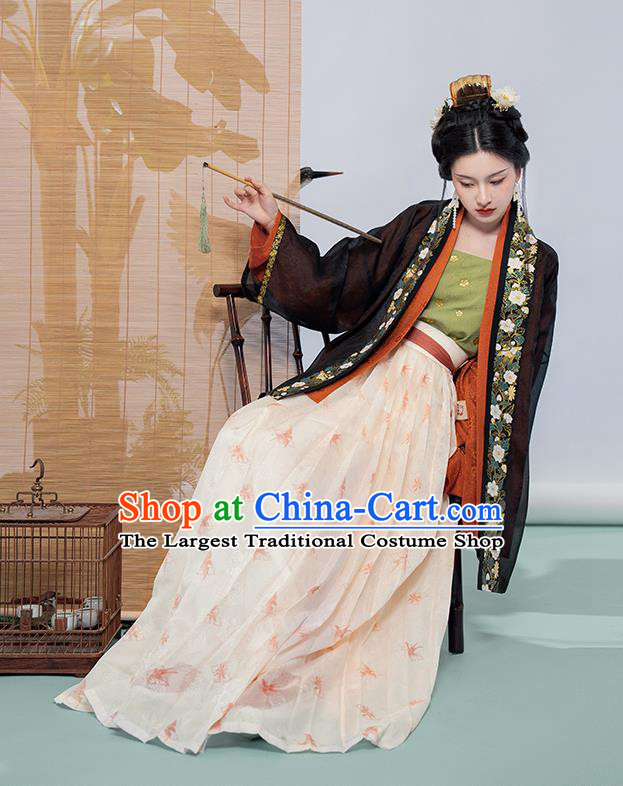 China Ancient Song Dynasty Young Lady Dress Costumes Traditional Hanfu Complete Set