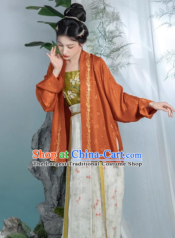 China Ancient Princess Clothing Song Dynasty Noble Lady Costumes Traditional Hanfu Dress Red Blouse and Skirt Complete Set