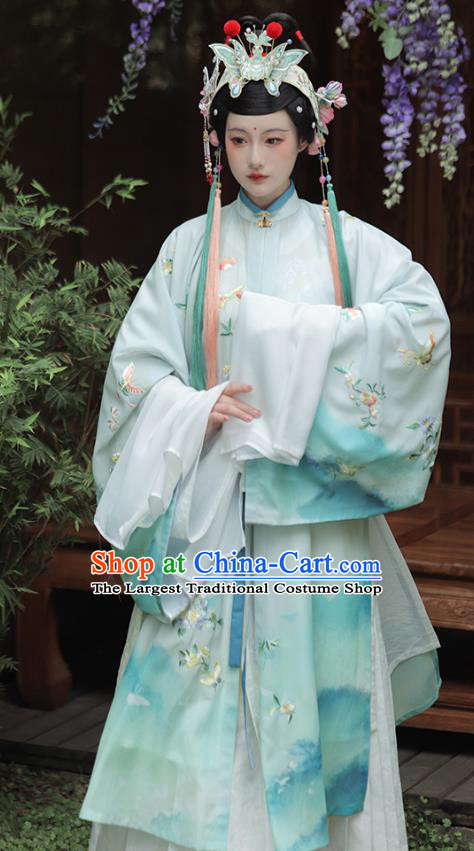 China Ancient Ming Dynasty Court Woman Costume Traditional Shaoxing Opera Water Sleeve Hanfu Dresses