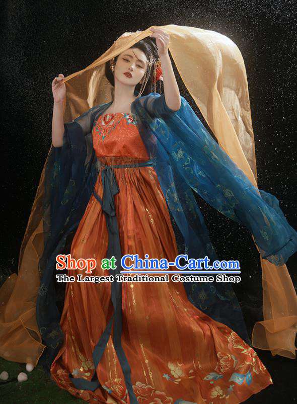 China Tang Dynasty Imperial Consort Clothing Ancient Court Woman Costumes Traditional Hanfu Hezi Dress Complete Set
