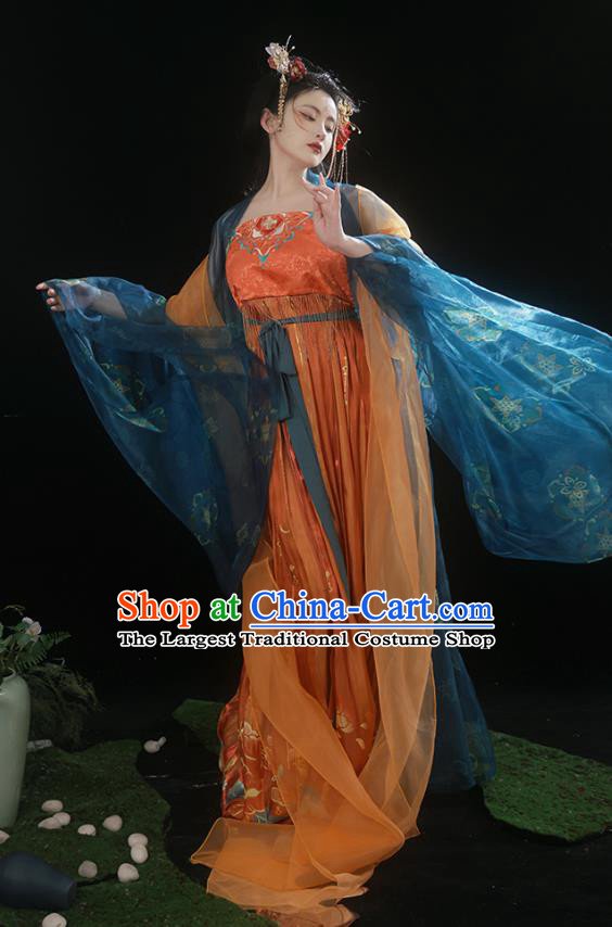 China Tang Dynasty Imperial Consort Clothing Ancient Court Woman Costumes Traditional Hanfu Hezi Dress Complete Set