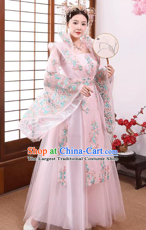 China Ancient Imperial Consort Costume Tang Dynasty Empress Clothing Pink Hanfu Dress