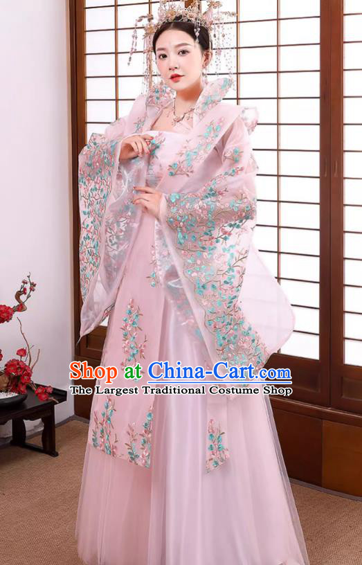 China Ancient Imperial Consort Costume Tang Dynasty Empress Clothing Pink Hanfu Dress