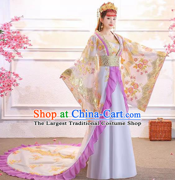 China Female Hanfu Trailing Dress Ancient Imperial Consort Costume Tang Dynasty Empress Clothing