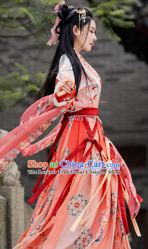 China Ancient Fairy Clothing Tang Dynasty Princess Replica Costume Hanfu Beizi and Ruqun Complete Set