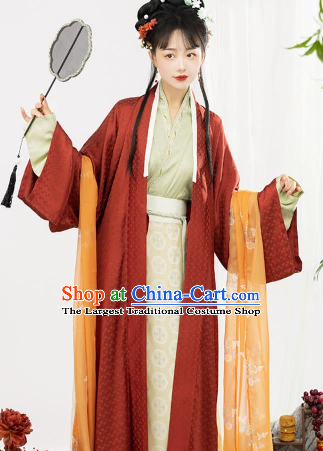 China Traditional Long Beizi Hanfu Ancient Empress Clothing Song Dynasty Young Lady Costumes Complete Set