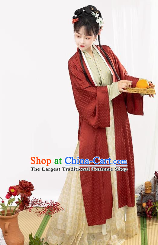 China Traditional Long Beizi Hanfu Ancient Empress Clothing Song Dynasty Young Lady Costumes Complete Set