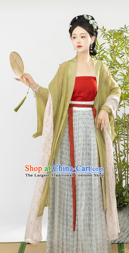 China Song Dynasty Young Lady Costumes Traditional Long Beizi Hanfu Ancient Imperial Consort Clothing Complete Set