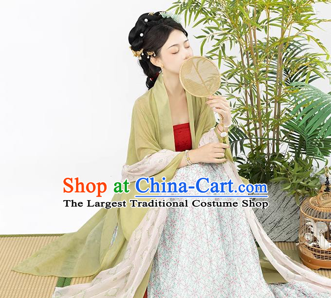 China Song Dynasty Young Lady Costumes Traditional Long Beizi Hanfu Ancient Imperial Consort Clothing Complete Set