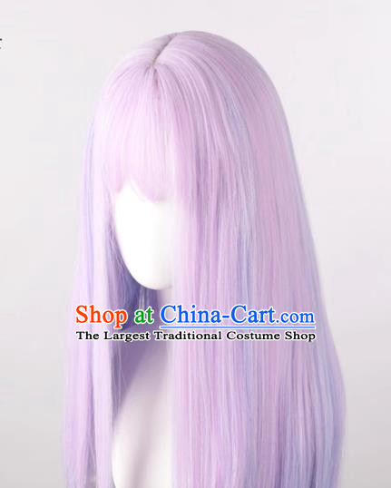 Wig Female Long Hair Long Straight Hair Pink Purple Mixed Blue Gradient Lolita Ladies Lolita Whole Wig