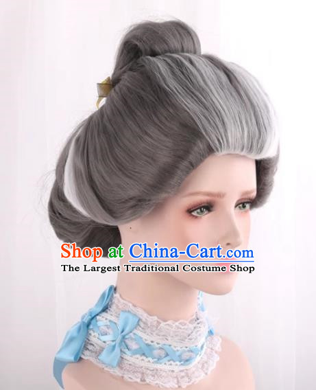 Stepmother Silver Gray Mixed White Animation Stage Play Cosplay COS Wig
