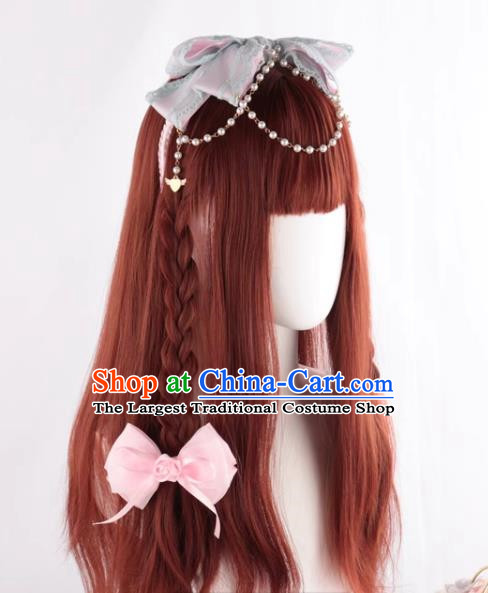 Long Hair Daily Natural Realistic Dirty Orange Long Curly Hair Soft Girl Internet Celebrity Lolita Girl Lo Wig