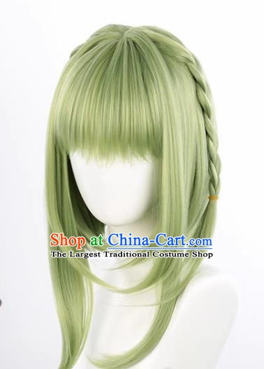 Earth Bound Boy Hanako Kun Nanafeng Sakura Cos Wig Light Green Inner Buckle Long Sideburns Braid