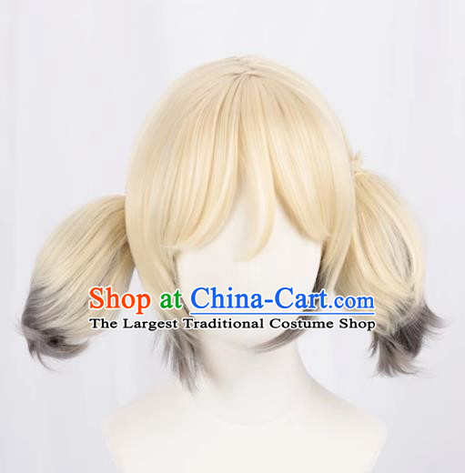 Arknights Ifrit Light Yellow Gradient Black And Gray Reversed Ponytail Cos Anime Wig