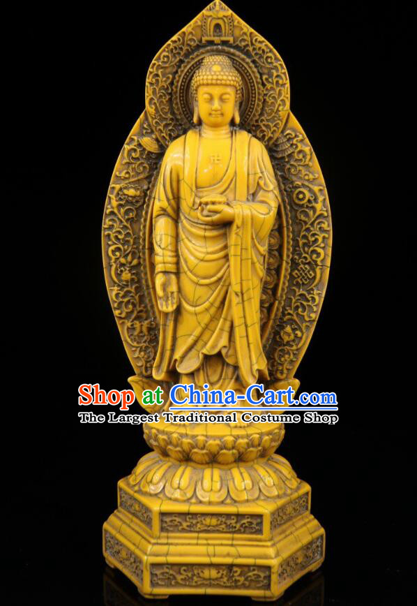Chinese Ox Bone Carving Collections Handicraft Sculptures Handmade Western Three Buddha Statues