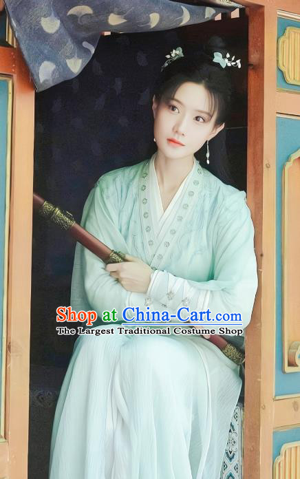 Ancient China Young Woman Green Dress TV Series Mysterious Lotus Casebook Chivalrous Lady Su Xiaoyong Clothing