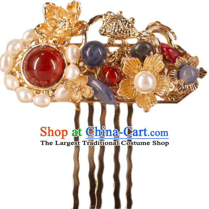 China Mibg Dynasty Pearl Hair Combs Ancient Empress Hair Jewelries Handmade Hanfu Accessories
