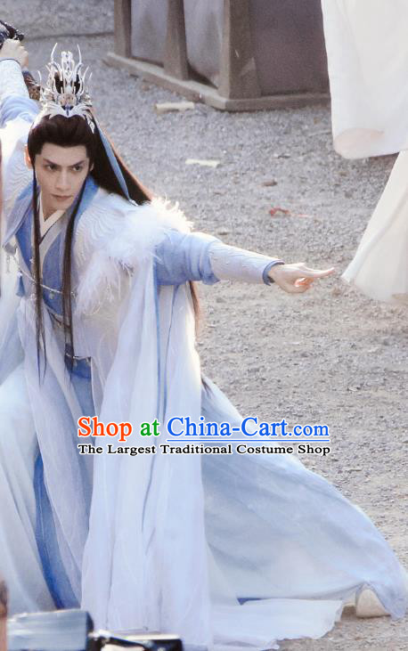China TV Series Till The End of The Moon Tan Taijin Clothing Ancient Demon King White Costumes