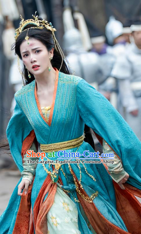 China Ancient Fairy Princess Clothing TV Series Till The End of The Moon Goddess Li Susu Green Dress