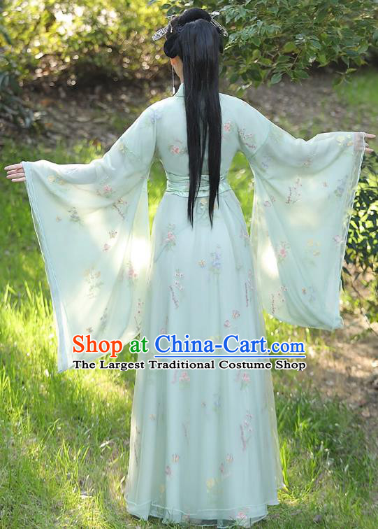 China Song Dynasty Princess Costume Ancient Clothing Traditional Wide Sleeve Green Hanfu Dress