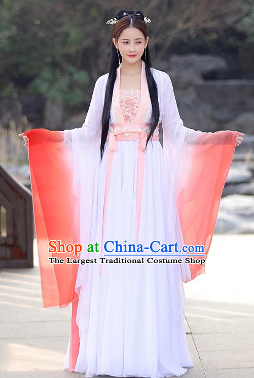 Ancient Goddess Clothing Female Hanfu Red Wide Sleeve Flow Fairy Dress China Qin Dynasty Princess Costume
