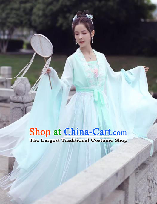 China Classical Dance Clothing Light Green Fairy Dress Song Dynasty Princess Costume Ancient Hanfu