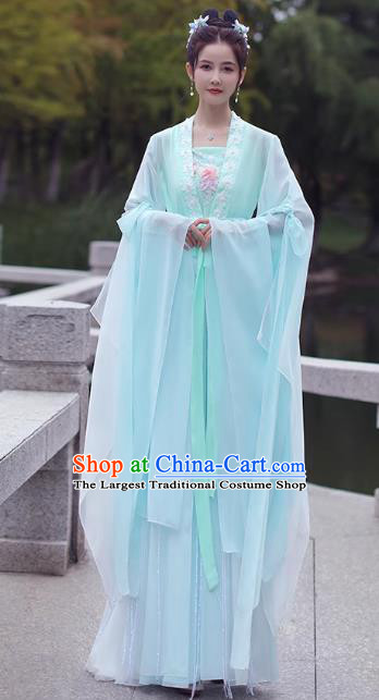 China Classical Dance Clothing Light Green Fairy Dress Song Dynasty Princess Costume Ancient Hanfu