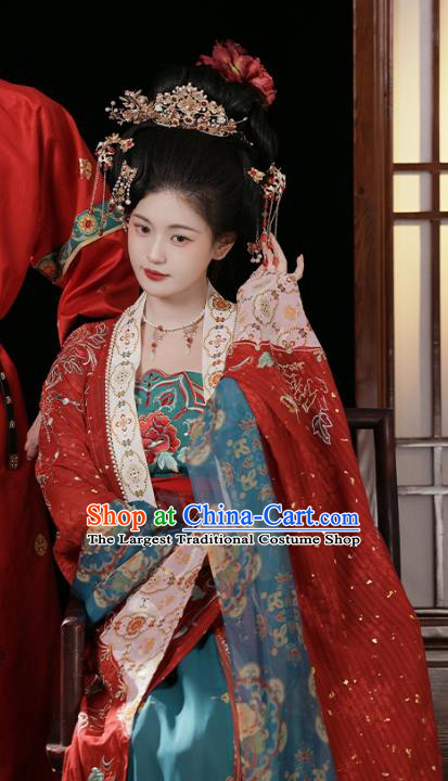 China Ancient Imperial Consort Costumes Traditional Hanfu Wedding Ruqun Legend of the Demon Cat Tang Dynasty Lady Yang Clothing