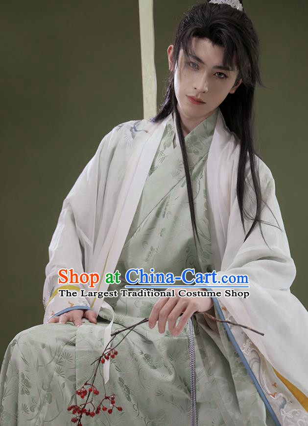 China Song Dynasty Noble Childe Clothing Ancient Young Man Costumes Traditional Hanfu Scholar Beizi Outfit