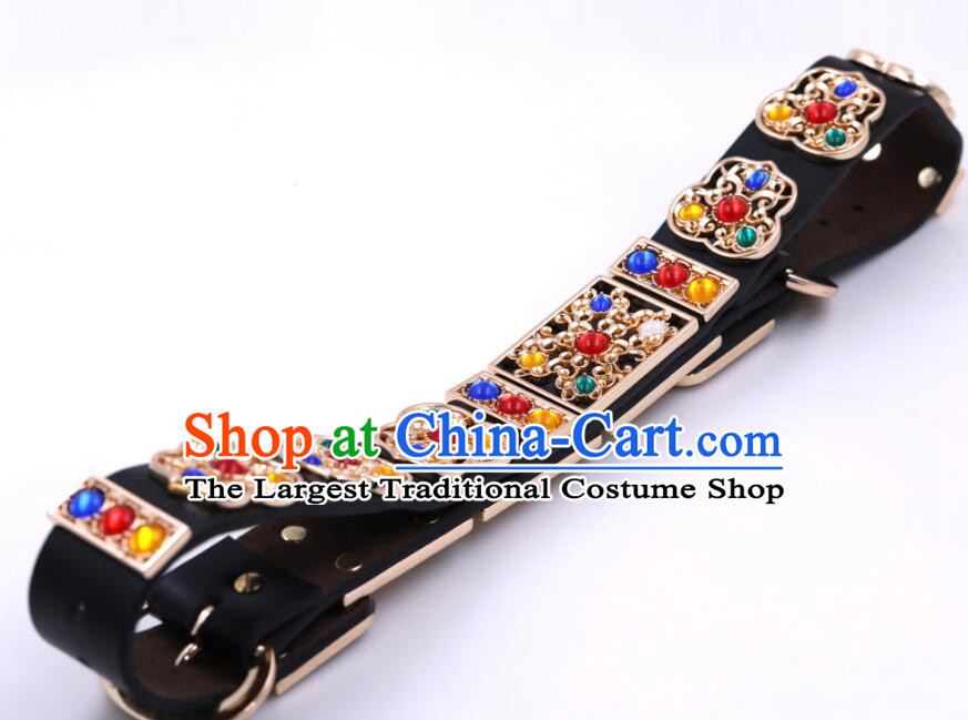 China Ancient Royal Guards Waistband Handmade Feiyu Leather Blet Ming Dynasty Swordsman Belt