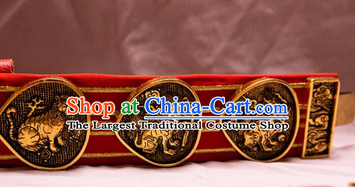 China Ming Dynasty Emperor Belt Ancient Official Waistband Handmade Carving Kylin Belt