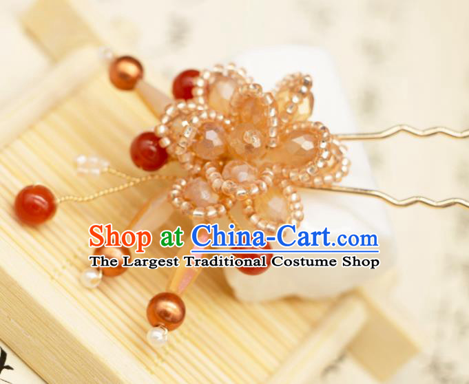 Handmade Hanfu Hair Jewelry China Ancient Empress Hairpin Ming Dynasty Princess Beads Hair Clip