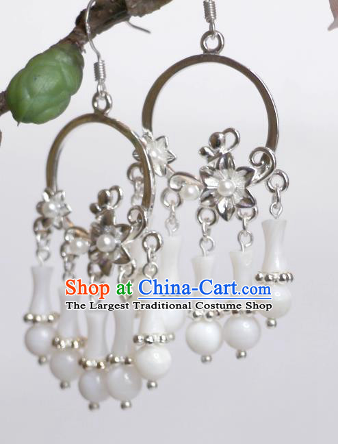 China Ancient Fairy Earrings Tang Dynasty Princess Eardrops Handmade Hanfu Ear Jewelries