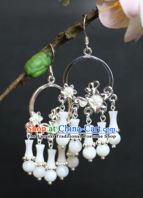 China Ancient Fairy Earrings Tang Dynasty Princess Eardrops Handmade Hanfu Ear Jewelries