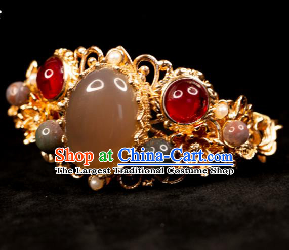 China Ancient Empress Bracelet Tang Dynasty Princess Gem Wristlet Handmade Hanfu Jewelry
