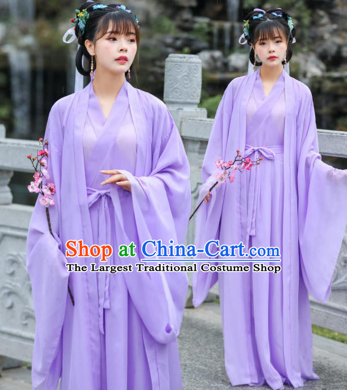 Purple Dress China Ancient Fairy Costume Song Dynasty Young Lady Clothing Traditional Hanfu Complete Set