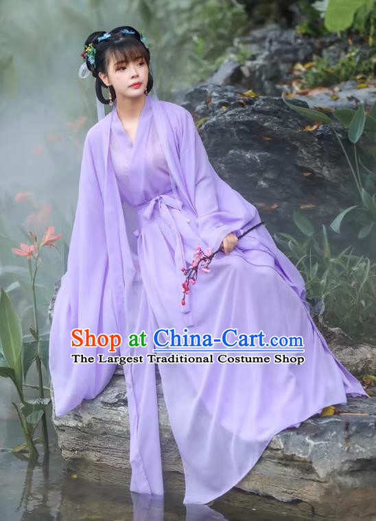 Purple Dress China Ancient Fairy Costume Song Dynasty Young Lady Clothing Traditional Hanfu Complete Set