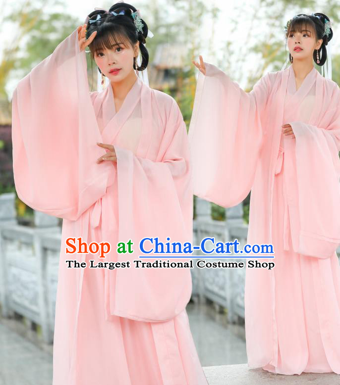 Pink Dress China Traditional Hanfu Ancient Fairy Costume Song Dynasty Young Lady Clothing Complete Set