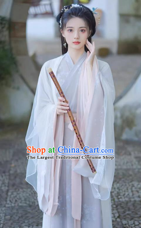 China Southern and Northern Dynasties Woman Costumes Traditional Hanfu Wide Sleeve Dress Ancient Fairy Clothing