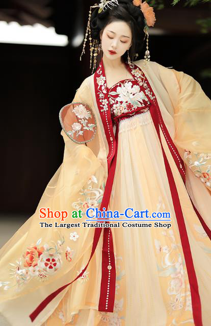 China Ancient Goddess Clothing Tang Dynasty Royal Princess Costumes Traditional Hanfu Embroidered Dress