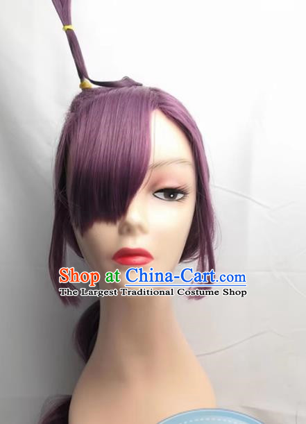 Cosplay Wig Set Xiaochun Chloe COS PokMon Journey 1716 Purple Lantern Braid Custom Fake Hair
