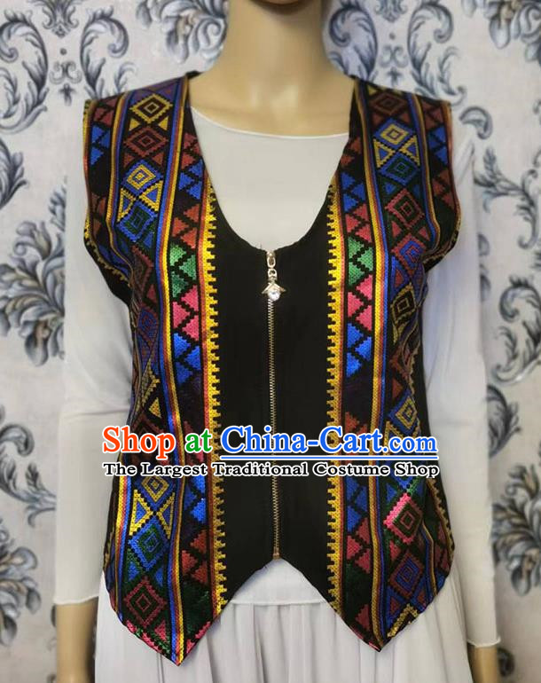 Black Chinese Xinjiang dance ethnic style vest