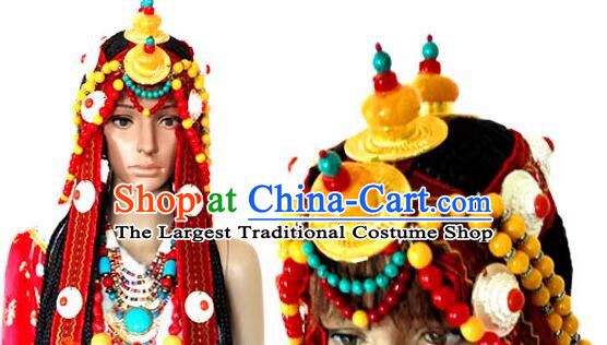 Top Handmade Tibetan Hair Jewelry China Zang Nationality Folk Dance Headwear Wedding Headpiece