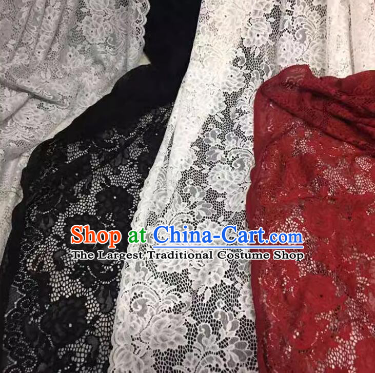 Top Hollowed Out Peony Pattern Lace Material Costume Stretch Cloth Cheongsam Lace Fabric