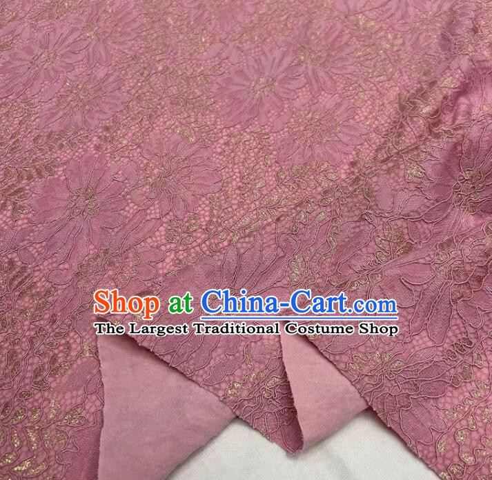 Top Composite Cloth Cheongsam Pink Lace Fabric Hollowed Out Daisy Pattern Lace Material