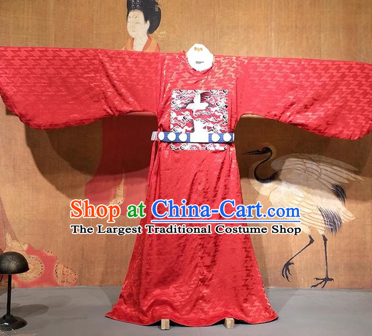China Traditional Hanfu Wedding Robe Ming Dynasty Official Buzi Costume Ancient Young Man Clothing