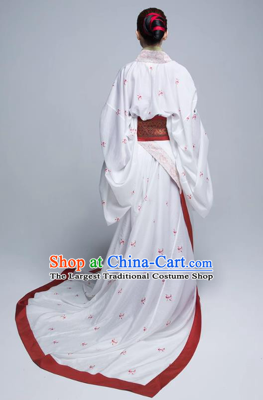 China Warring States Period Noble Woman Clothing Ancient Palace Empress Costumes Traditional Hanfu White Dresses