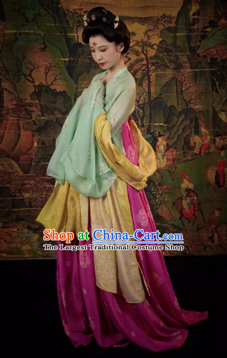 China Ancient Imperial Consort Replica Costumes Traditional Hanfu Mulberry Silk Dresses Tang Dynasty Noble Woman Shangguan Wan Er Clothing